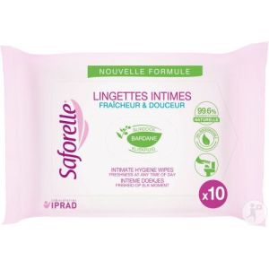 Saforelle Lingettes Biodégradables Pocket sachet de 10