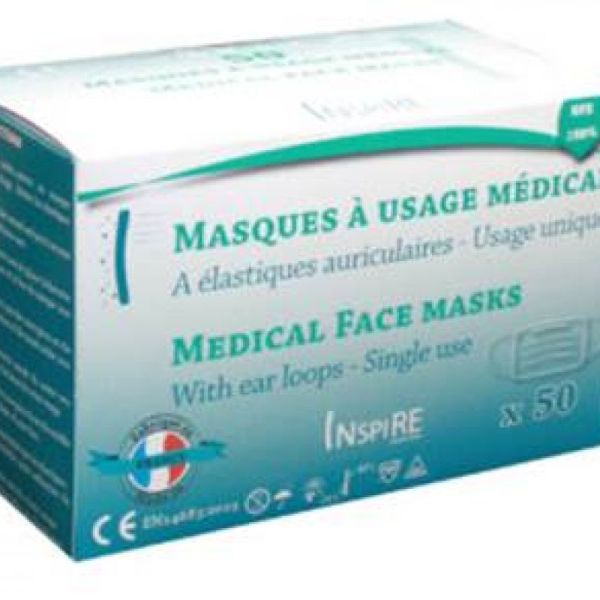 Masque Medical Français Type 2 Blanc boite de 50