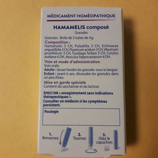 Hamamelis Composé Boiron boite de 3 tubes granules