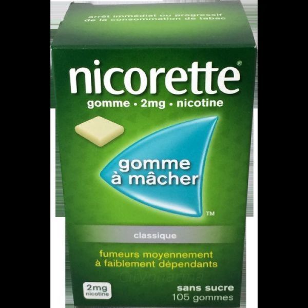 Nicorette 2mg Gommes Sans sucre  boite de 105 classique